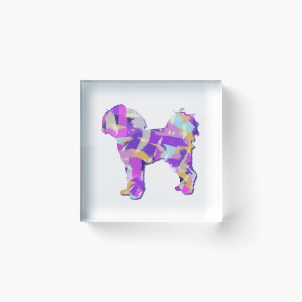 Item preview, Cavapoo Dog Silhouette Purple Pink Yellow Blue Design designed and sold by AMSonArt.