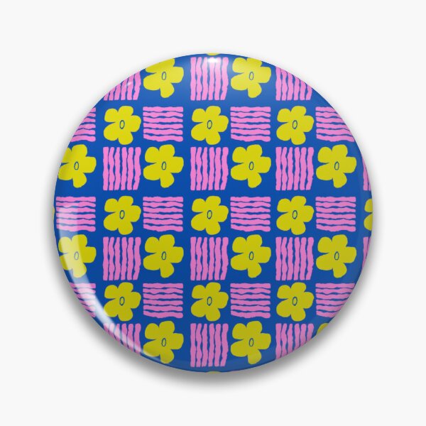 Item preview, Magenta and Chartreuse on Bright Blue Geometric Floral Blockprint designed and sold by springstdesign.