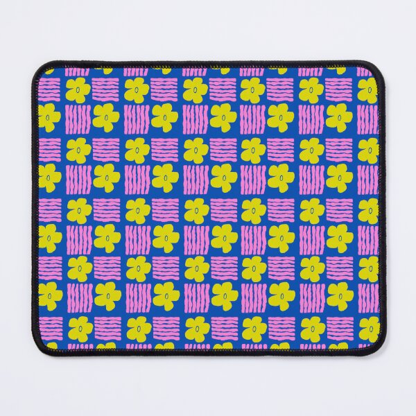Item preview, Magenta and Chartreuse on Bright Blue Geometric Floral Blockprint designed and sold by springstdesign.