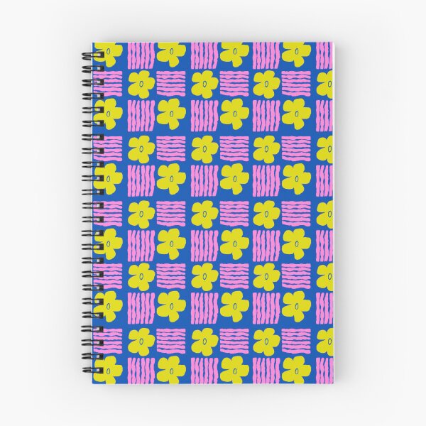 Item preview, Magenta and Chartreuse on Bright Blue Geometric Floral Blockprint designed and sold by springstdesign.