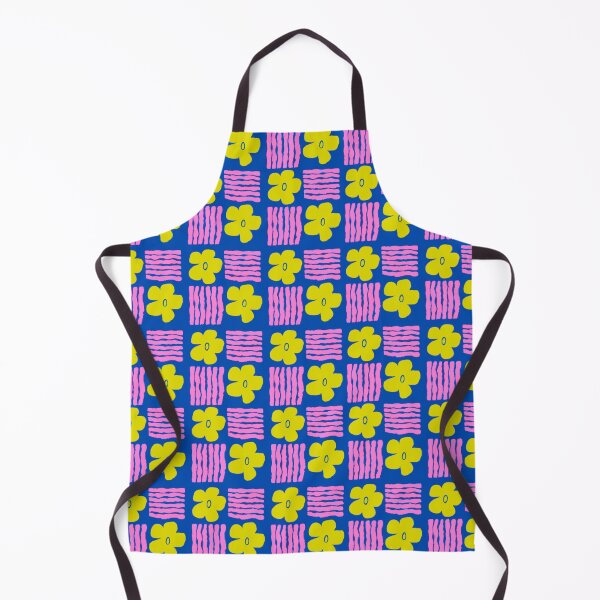 Item preview, Magenta and Chartreuse on Bright Blue Geometric Floral Blockprint designed and sold by springstdesign.