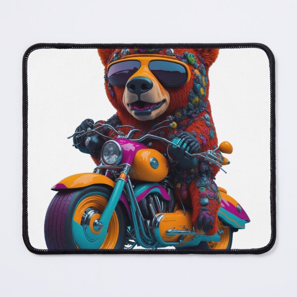 Item preview, A cartoon bear rides a motorcycle designed and sold by Mo-rx.