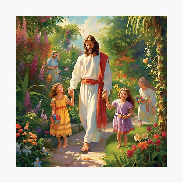 Item preview, Jesus Walking with Children - 1 designed and sold by HeavenGalleria.