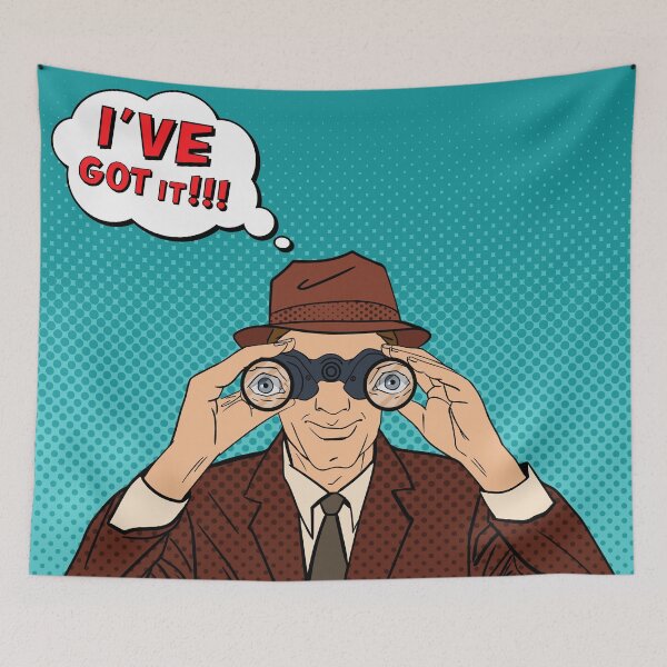 Item preview, Detective with Binoculars. Man in Hat Spying for Somebody. Vintage Detective. Pop Art.  designed and sold by ivector.
