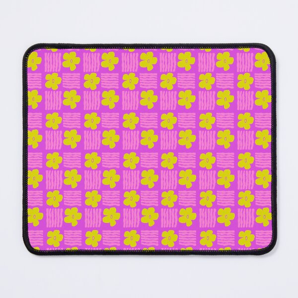 Item preview, Chartreuse and Pink on Magenta Geometric Floral Blockprint designed and sold by springstdesign.