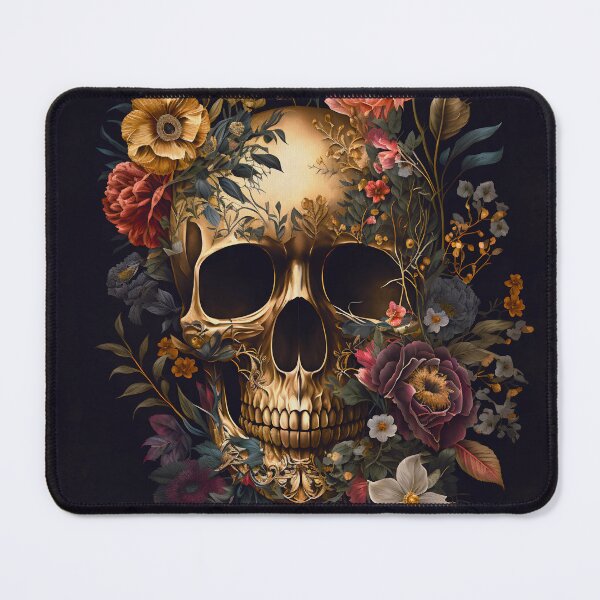 Item preview, Golden Skull with Flowers designed and sold by Heather Maree Design Studio.