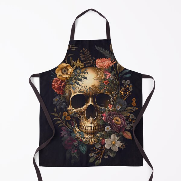 Item preview, Golden Skull with Flowers designed and sold by Heather Maree Design Studio.