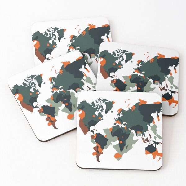 Item preview, World map in arty creative style green and orange designed and sold by janedewaard.