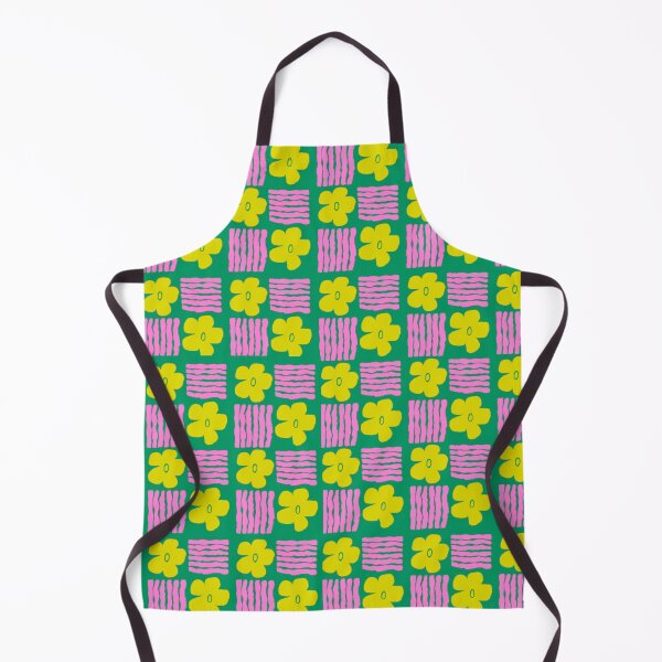 Item preview, Chartreuse and Pink on Bright Grass Geometric Floral Blockprint designed and sold by springstdesign.