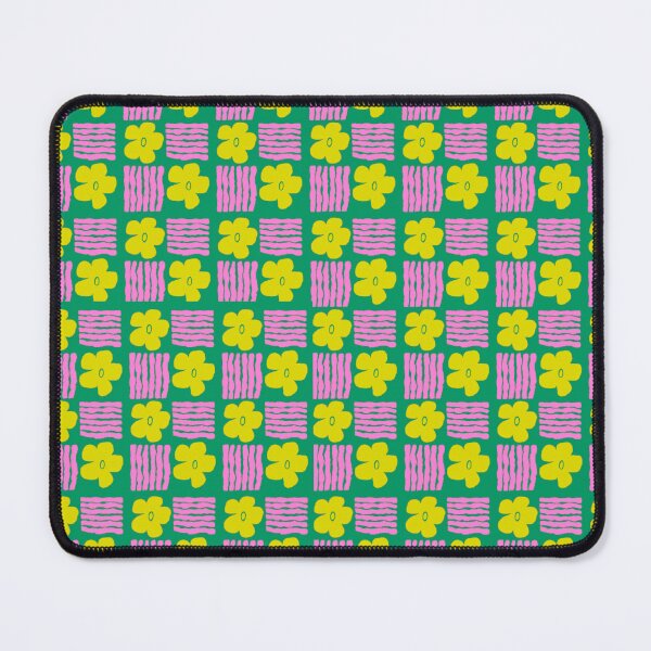 Item preview, Chartreuse and Pink on Bright Grass Geometric Floral Blockprint designed and sold by springstdesign.