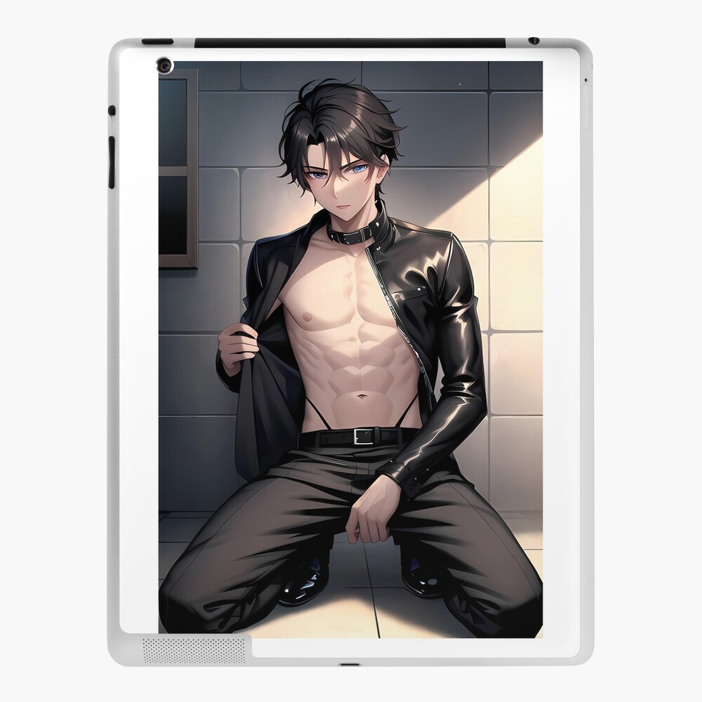 Shirtless Anime Man in Black on his knees