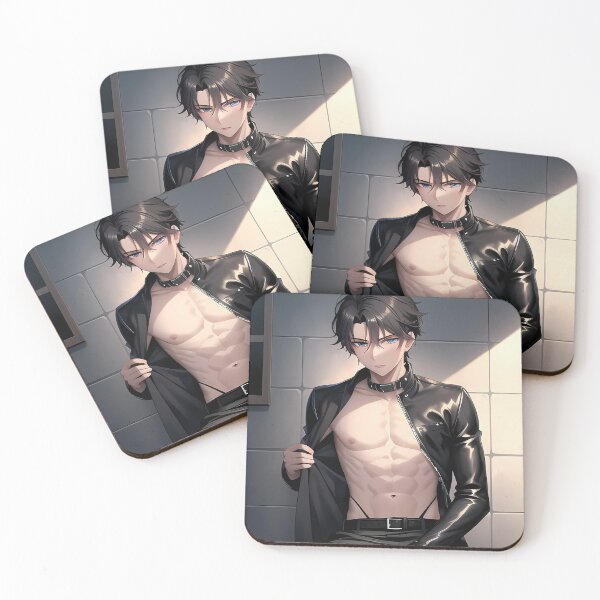 Item preview, Shirtless Anime Man in Black on his knees designed and sold by Basilix.