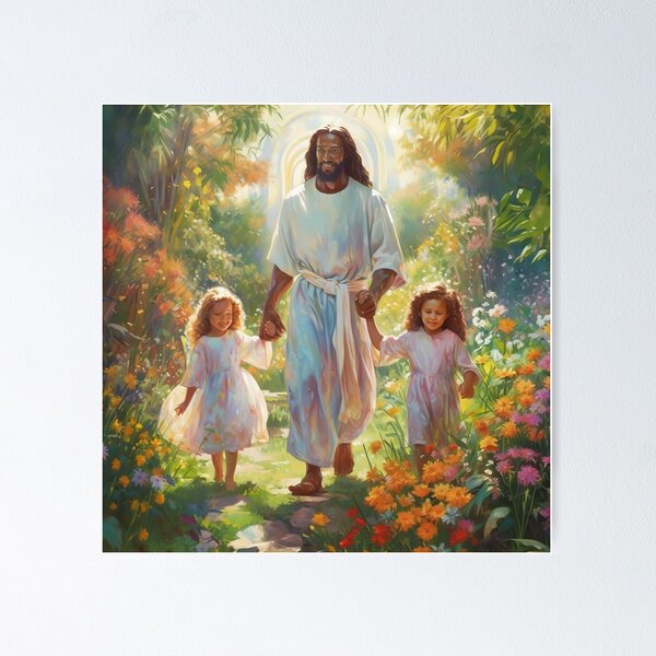 Jesus Walking with Children - 2 Poster