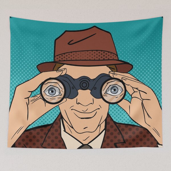 Item preview, Detective with Binoculars. Man in Hat Spying for Somebody. Vintage Detective. Pop Art.  designed and sold by ivector.