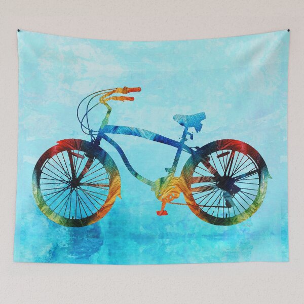 Item preview, Colorful Beach Cruiser Bicycle Bike Art On Blue designed and sold by Sharon Cummings Art.