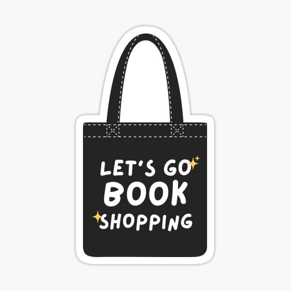 Item preview, let's go book shopping cute black tote bag designed and sold by catdiasart.