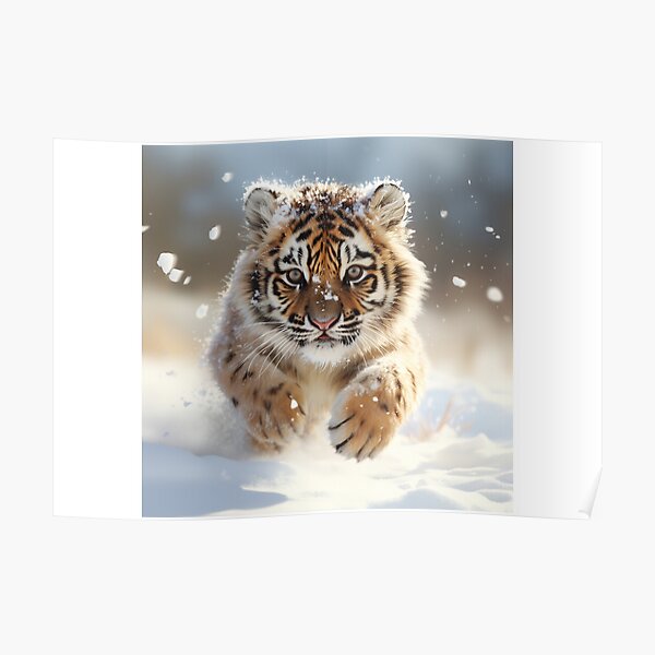 White Tiger Art, Tiger Cub Painting, Baby Tiger Print, Nursery Wall Art,  Animal Portrait, Nature Artwork, Canvas, Artist Collin Bogle