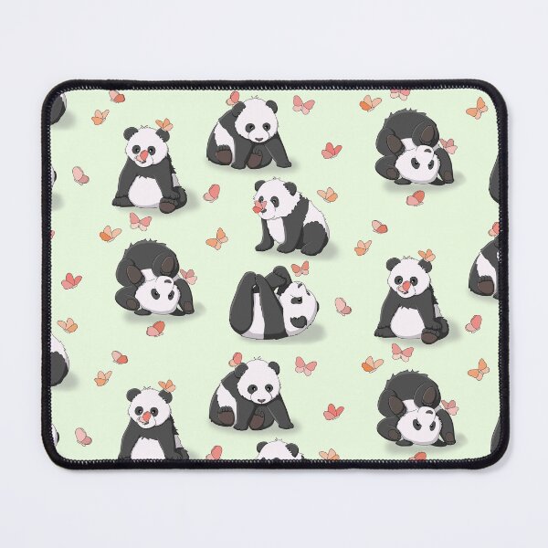 Item preview, Panda and Butterfly Party (Green background) designed and sold by RhondaLuluArt.