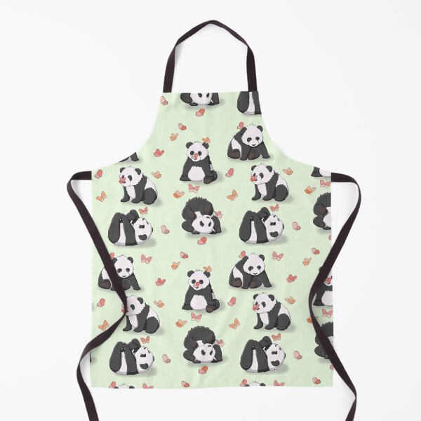 Item preview, Panda and Butterfly Party (Green background) designed and sold by RhondaLuluArt.