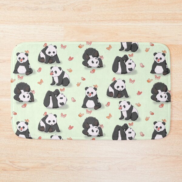 Item preview, Panda and Butterfly Party (Green background) designed and sold by RhondaLuluArt.