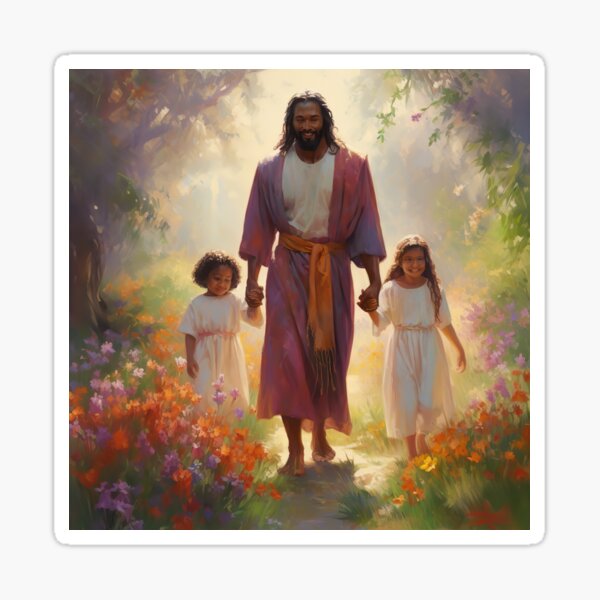 Jesus Walking with Children - 4 Sticker