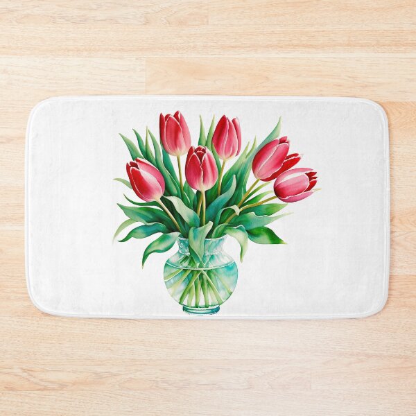 Item preview, Watercolor painting of tulip in glass vase designed and sold by Harmonysens.