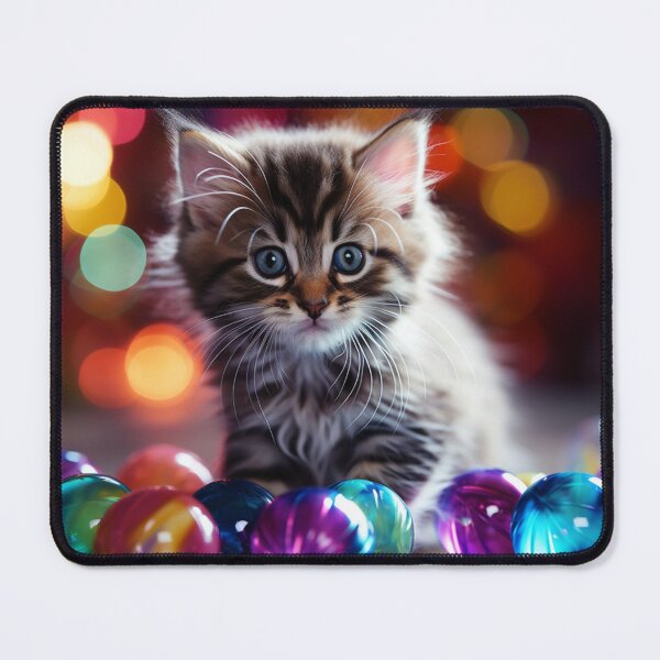 Item preview, A little kitten plays with colorful balls designed and sold by ViktorSilni.