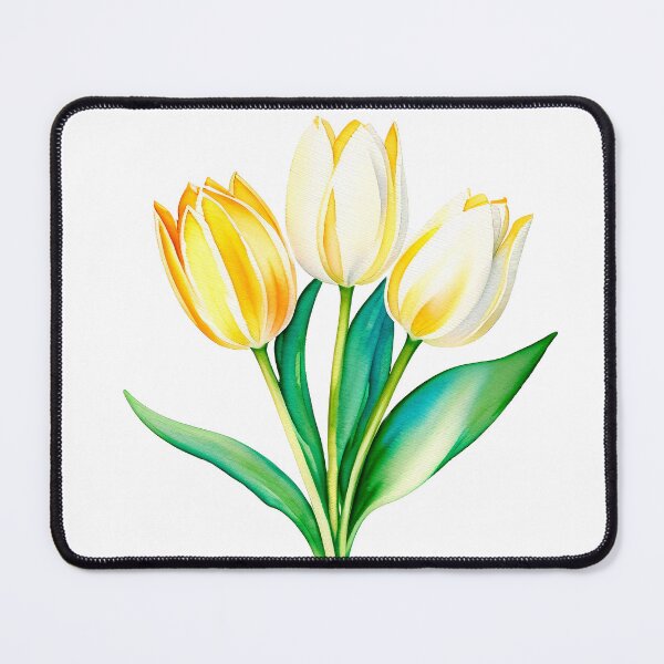 Item preview, Watercolor painting of yellow tulip designed and sold by Harmonysens.