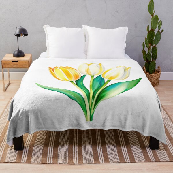 Item preview, Watercolor painting of yellow tulip designed and sold by Harmonysens.