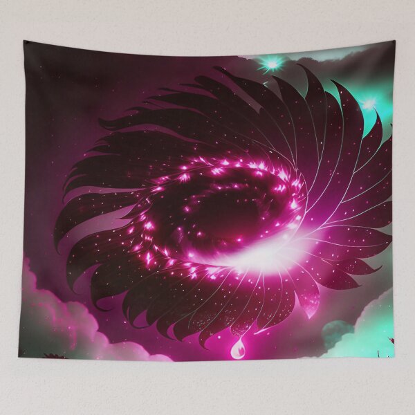 Item preview, Galaxy of Floral Petals Rotating in the Night Hot Pink Mint Green designed and sold by deniselynnimage.