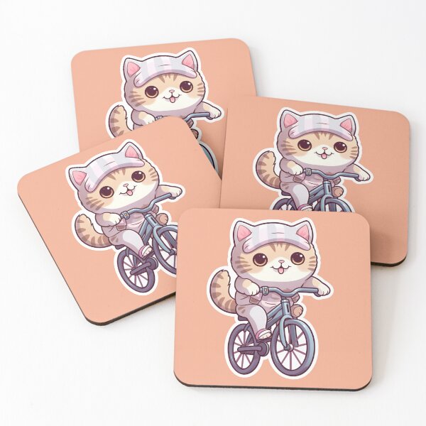 Artikelvorschau, Kawaii-Katze, die Fahrrad fährt entworfen und verkauft von Hochiedesign.