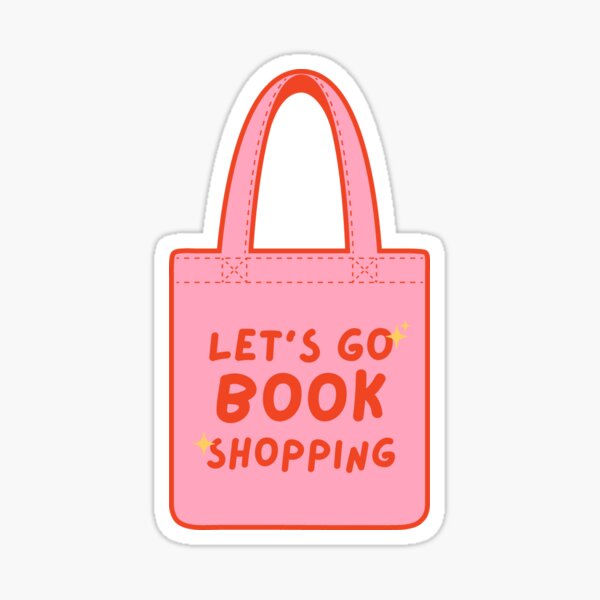 Artikel-Vorschau von Lass uns Bücher einkaufen gehen, süße rosa und orangefarbene Tragetasche, designt und verkauft von catdiasart.