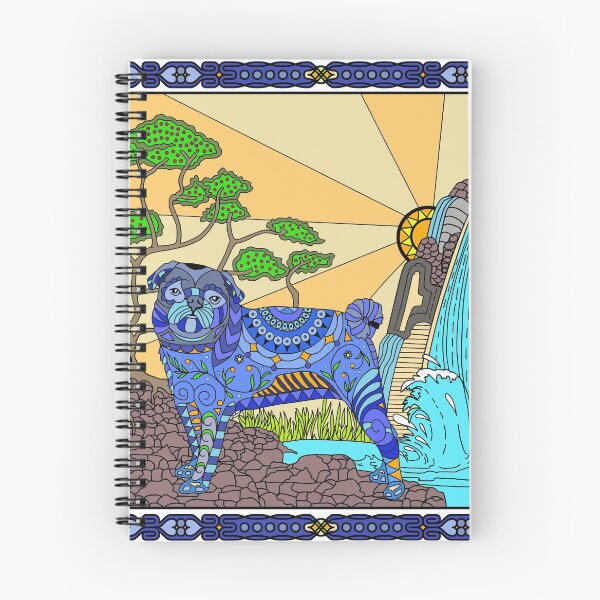 Item preview, Pug Doodle Dog with Waterfall designed and sold by aheadgraphics.