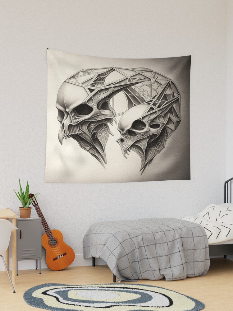 Escher Inspired Skull Digital Drawing