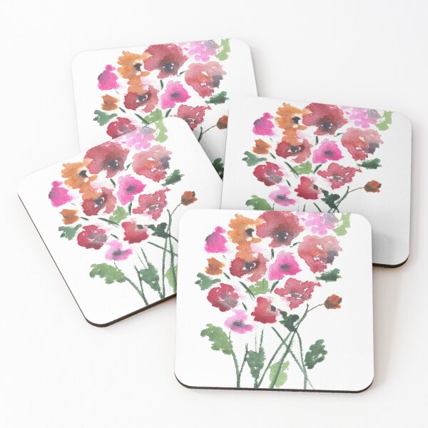 Item preview, Red and pink wildflowers watercolor painting designed and sold by AnissaF.