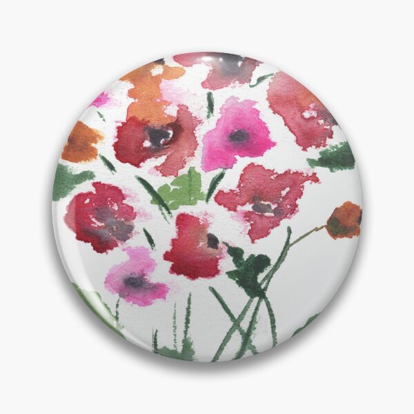 Item preview, Red and pink wildflowers watercolor painting designed and sold by AnissaF.