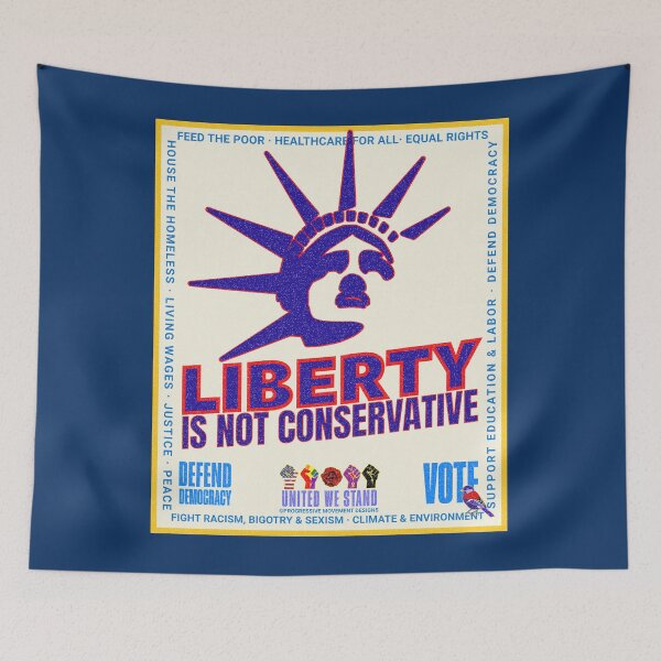 Item preview, PMD00971 Progressive Movement Designs patriotic American Liberty is Not Conservative design shows you support democracy for Progressives Democrats Independents Liberals designed and sold by ProgressiveLeft.
