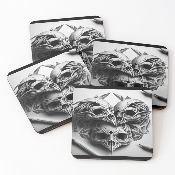 Item preview, Escher Inspired Bird Skull Digital Drawing designed and sold by Smiling Collie Designs.