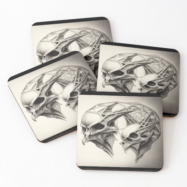 Item preview, Escher Inspired Skull Digital Drawing designed and sold by Smiling Collie Designs.