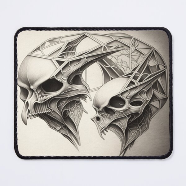 Item preview, Escher Inspired Skull Digital Drawing designed and sold by Smiling Collie Designs.