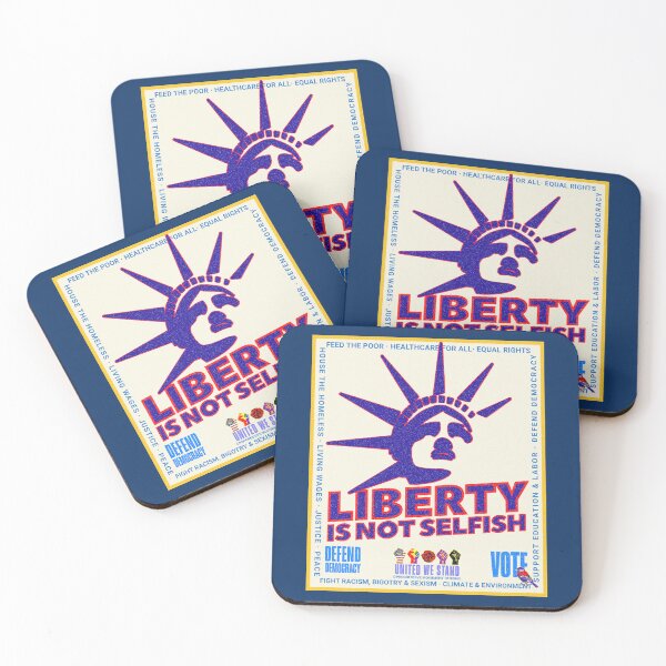 Item preview, PMD00972 Progressive Movement Designs patriotic American Liberty is Not Selfish design shows you support democracy for Progressives Democrats Independents Liberals designed and sold by ProgressiveLeft.