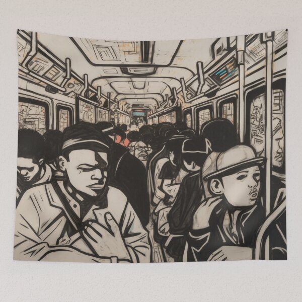 Item preview, A Crowded Metro in the Morning designed and sold by Sketch-Shack.