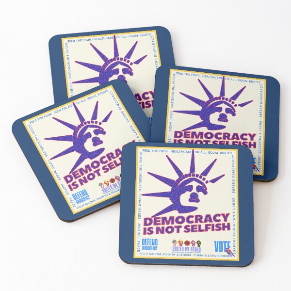 Item preview, PMD00973 Progressive Movement Designs patriotic American Democracy is Not Selfish design shows you support democracy for Progressives Democrats Independents Liberals designed and sold by ProgressiveLeft.