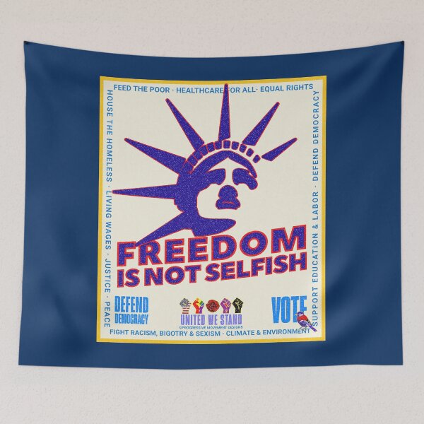 Item preview, PMD00974 Progressive Movement Designs patriotic American Freedom is Not Selfish design shows you support democracy for Progressives Democrats Independents Liberals designed and sold by ProgressiveLeft.