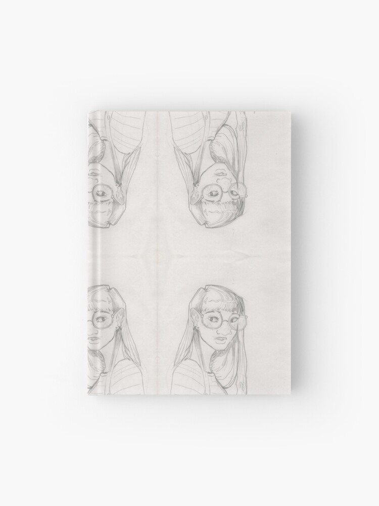 Cute Girl In The Big Circle Glasses Sketch Hardcover Journal