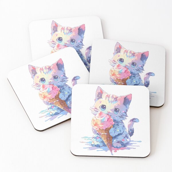 Item preview, Colorful Cute Kitty Eating Ice Cream designed and sold by WinningStickers.