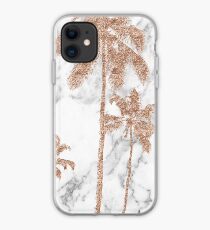 Rose gold marble palms iPhone Case