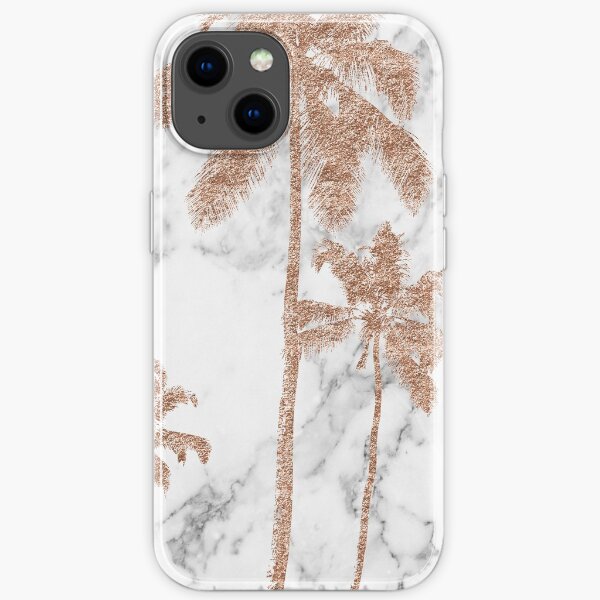Paumes en marbre or rose Coque souple iPhone