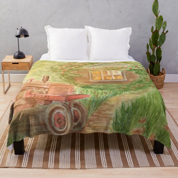 Item preview, Watercolor Old Cottage Tractor Scene designed and sold by SierraReighArt.