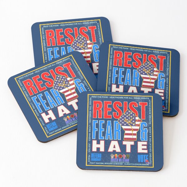 Item preview, PMD00979 Progressive Movement Designs patriotic American Resist Fear and Hate design shows support for democracy progressive goals for Progressives Democrats Independents Liberals designed and sold by ProgressiveLeft.